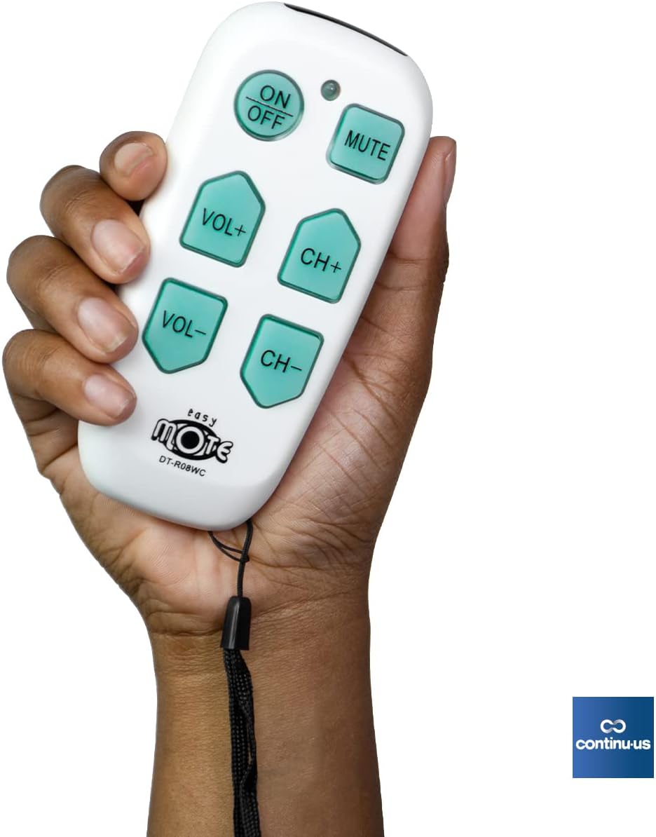 continuus DT-R08W. Universal Big Button TV Remote - EasyMote | Backlit, Easy Use, Smart, Learning Television & Cable