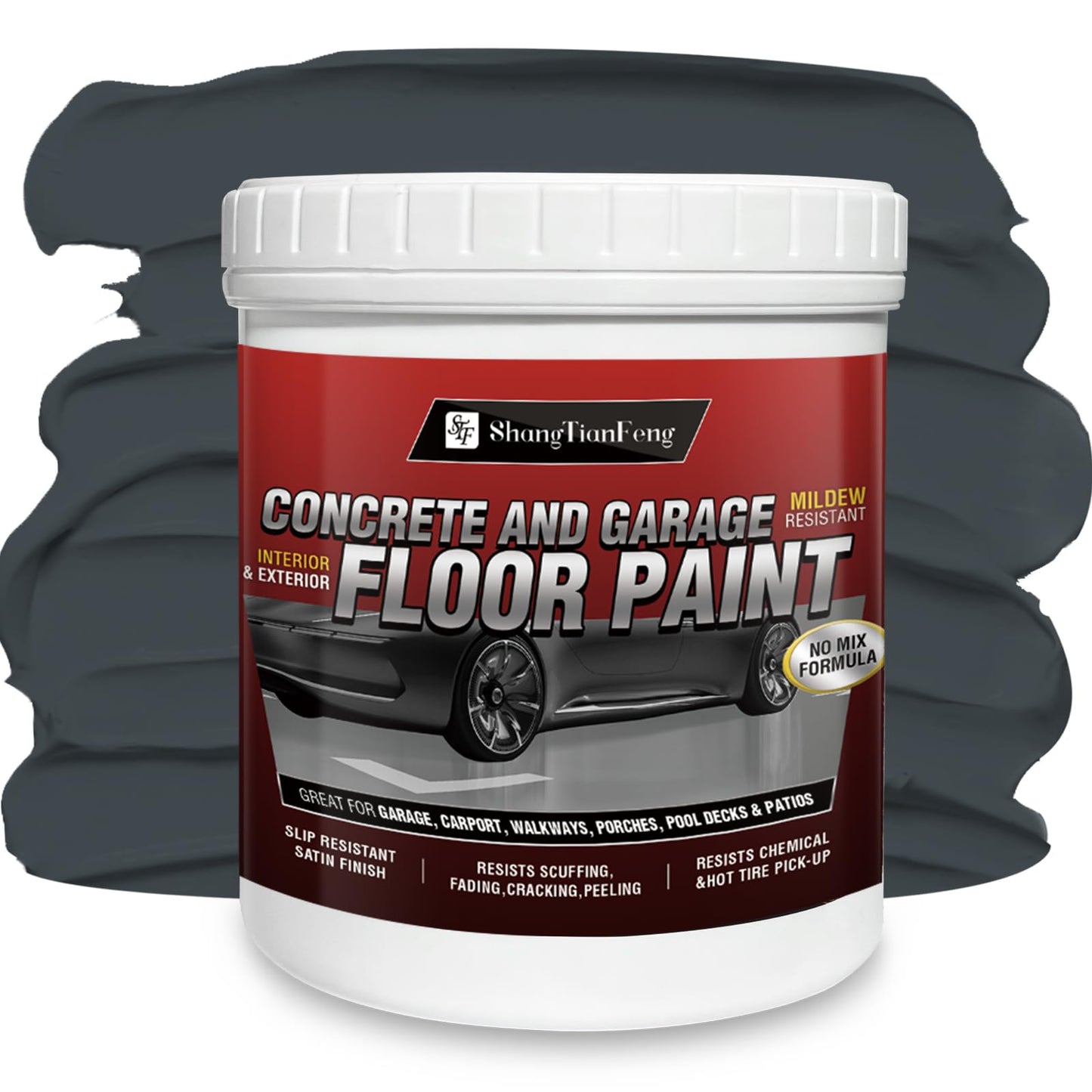 5 Gallon Professional Floor Paint Kit (Slate Dark Gray, 800-1000 sq.ft) - Acrylic Concrete Coating for Garages & Basements | Single Component Formula | Scratch Resistant & Low VOC | Ready-to-Use