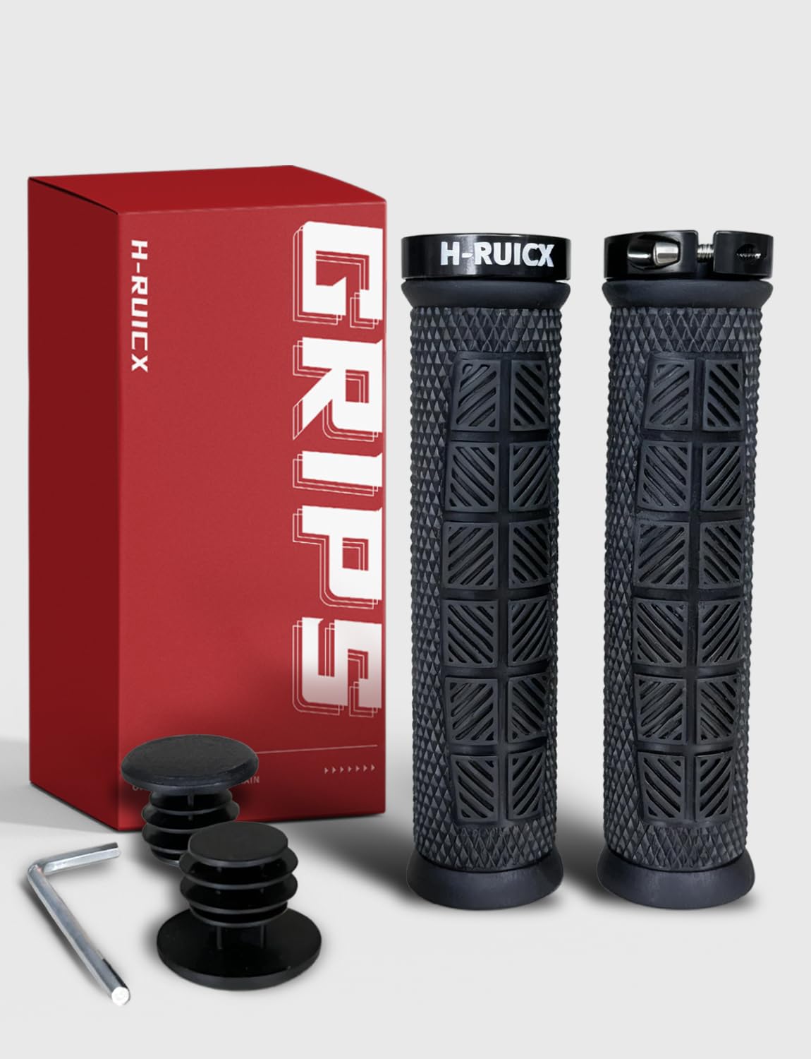 H-RUICX Bicycle Handlebar Grips, Single Lock on Bicycle Handle Bar, Ergonomic Non-Slip Design, Bike Grips, Universal Fit for Mountain, BMX,MTB,Beach Cruiser, Scooter and Road Bikes