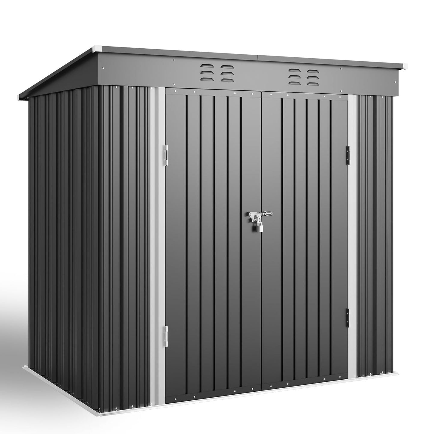 Bealife 6' x 4' Outdoor Storage Shed Clearance, Metal Outdoor Storage Cabinet with Double Lockable Doors, Waterproof Tool Shed, Backyard Shed for Garden, Patio, Lawn (Dark Gray)