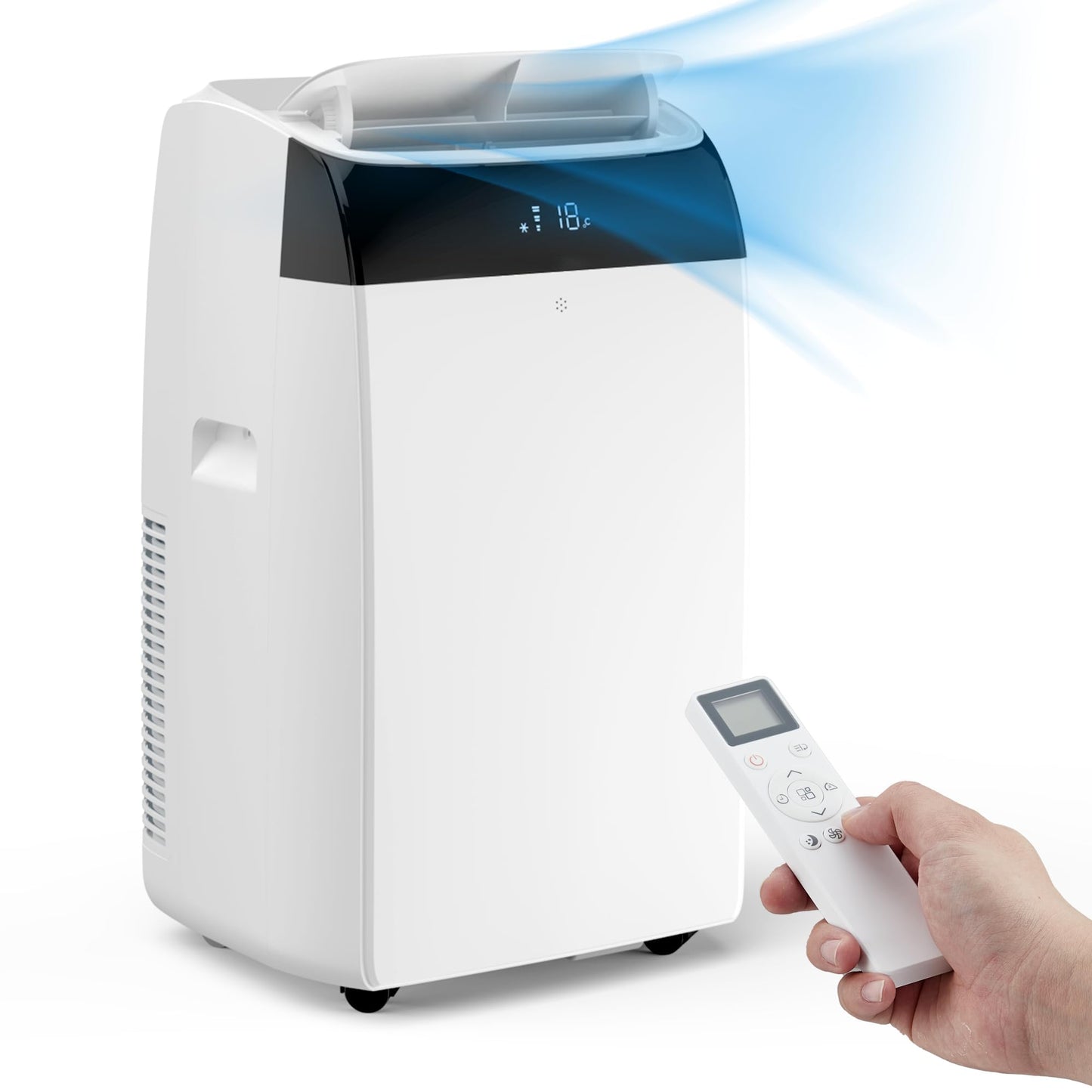 Portable Air Conditioners, 12000 BTU Cooling Capacity for Up to 550 Sq. Ft, Multi-Functional AC Unit with Fan, Dehumidifier, Remote Control, Quiet Operation for Home and Office, Black Top