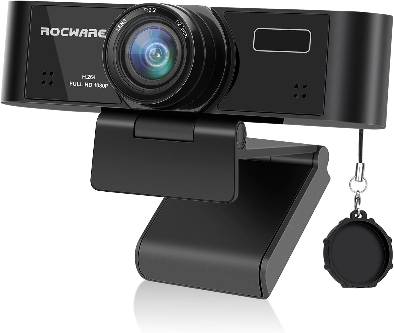 ROCWARE 1080P RC15 30fps 110 Webcam with Microphone, Computer Camera for PC with FOV/Privacy Cover/Low Light