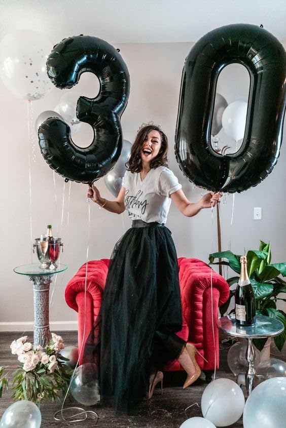 Black Number 6 Balloon - 40 Inch Giant Foil Balloon for 6th Birthday Party Decorations
