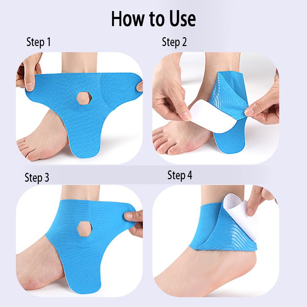 Precut Kinesiology Tape for Knees/Wrists/Ankle/Foot Arch/Thumb Support, Waterproof & Elastic Muscle Tape for Pain Relief, Comfort & Breathable 10Pcs (Nude, Ankle)
