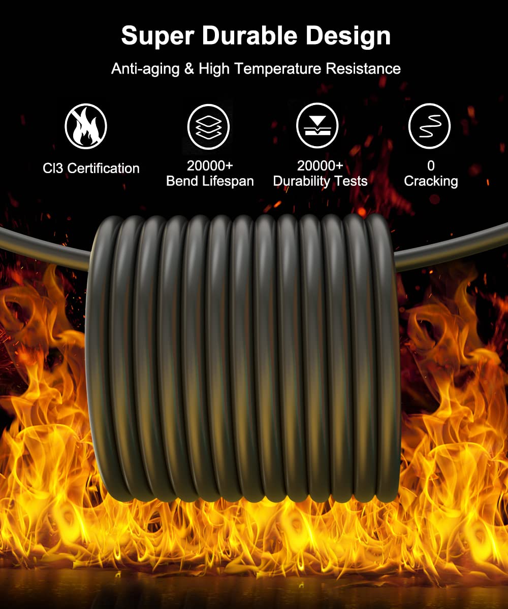 4K@60Hz 18Gbps HDR10 HDCP2.2, CL3 12ft 25ft 50ft, HDMI Cable, High Speed with & Rated for in-Wall Installation