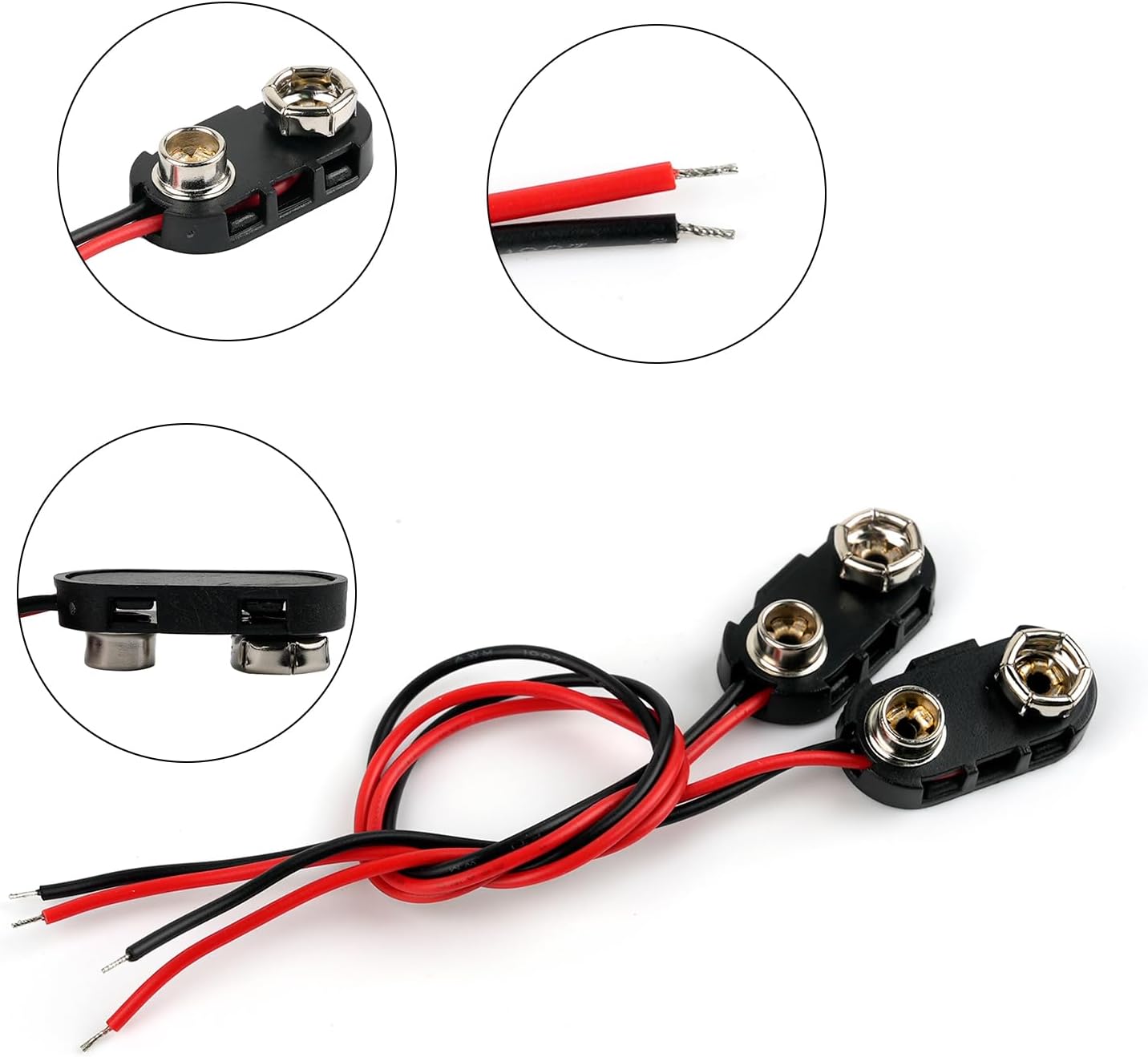 Stemedu 4-Set (4x1.5V/6V, 2-Layer) 9V Pack 4 AA Battery Holders & Cases & Connector Kit - I Type Hard Plastic Shell