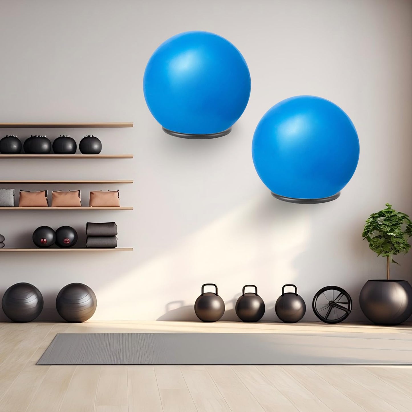 MEIPMQZ Stability Ball Holder Wall Mount - Heavy Duty Exercise & Yoga Ball Storage Rack for Home, Yoga Studios, and Commercial Gyms - Space-Saving Design for Stability Balls up to 85cm(Black 1-Pack)