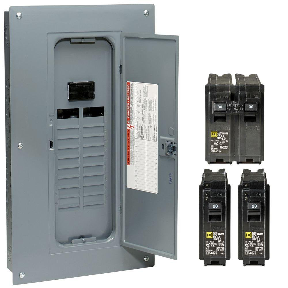 Square D HomeLine 100 amps 120/240 volt 20 space 40 circuits Combination Mount Load Center Main Breaker Kit