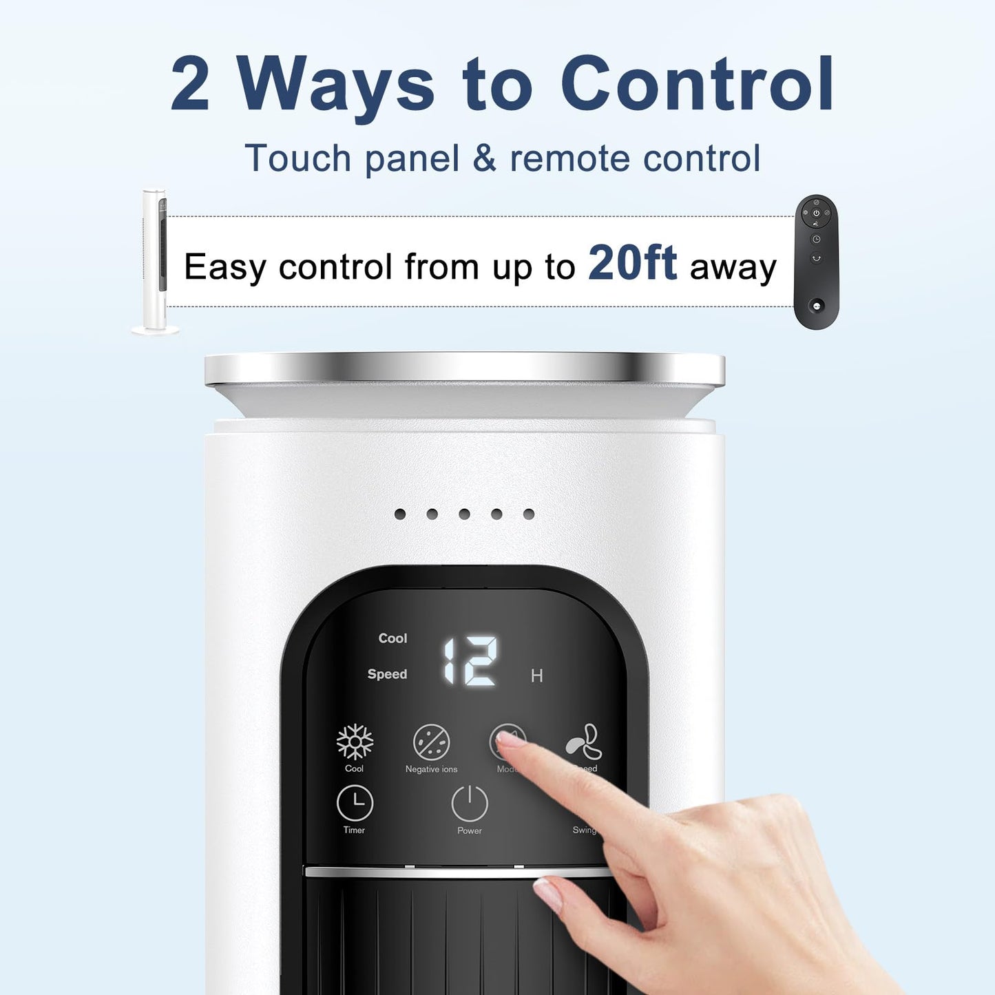 BIESQYA Windowless Portable Air Conditioner Ac Unit with Remote,37” Ventless Evaporative Air Cooler,Quiet Swamp Cooler for 4 Modes, Ductless Tower Fan For 12H Timer, Ice Packs for home White