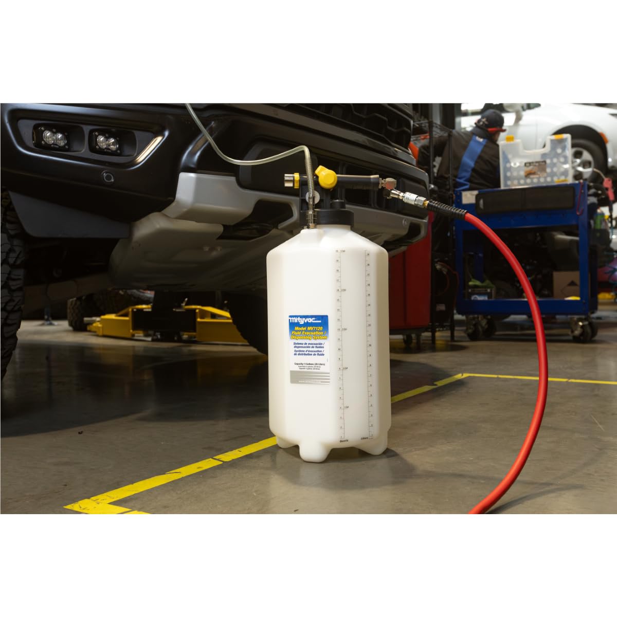 Mityvac MV7120 Fluid Extractor Dispenser for Evacuating, Topping-Off, Refilling Reservoirs or Bleeding Hydraulic Brake/Clutch Systems, 5.3 Gallon, 120 PSI, Compressed Air, Vacuum or Positive Pressure