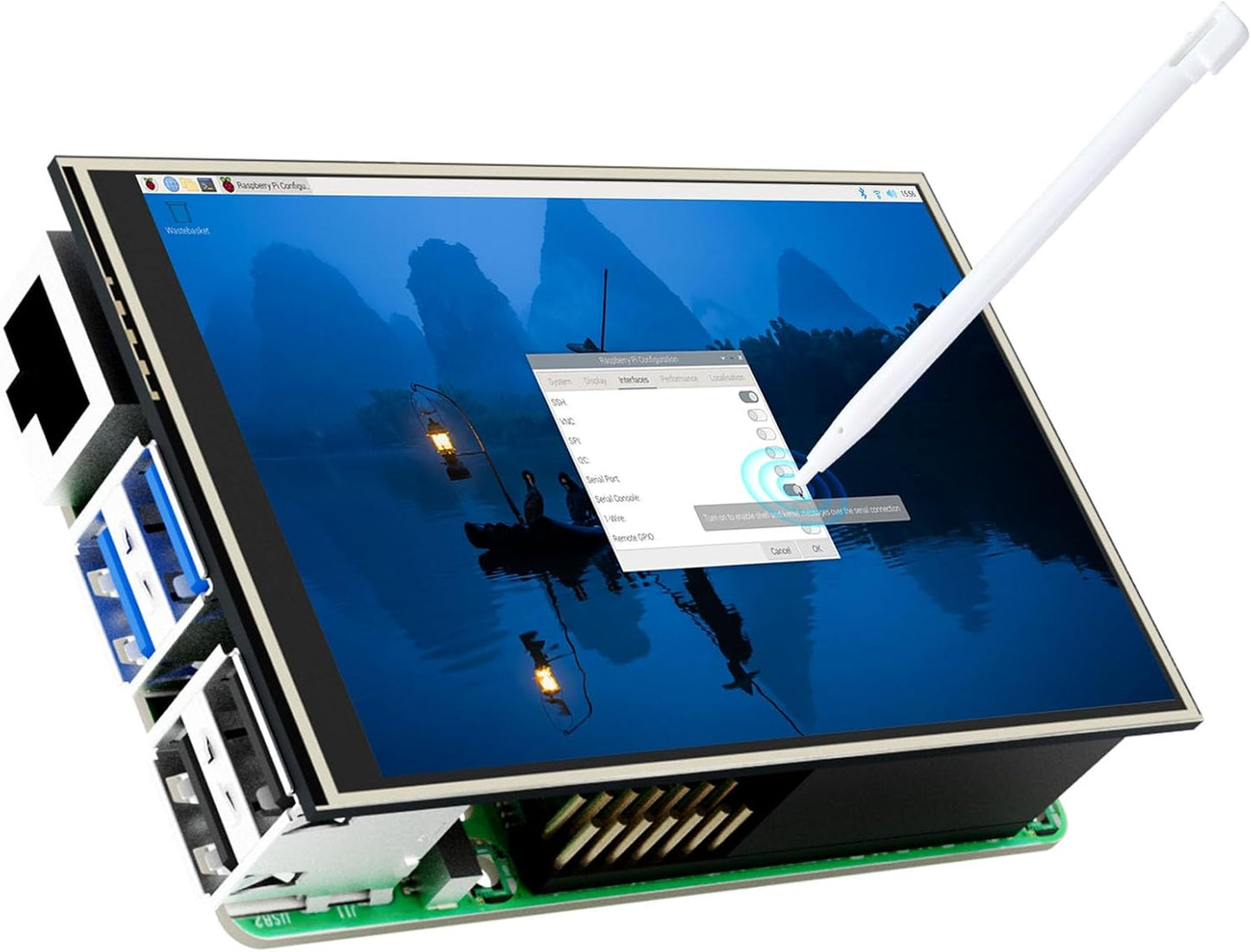 CUQI 3.5 Inch 5, 480 320 60 3/4/5 Touchscreen for Raspberry Pi x Pixel FPS Mini Monitor with Stylus and Mini Fan