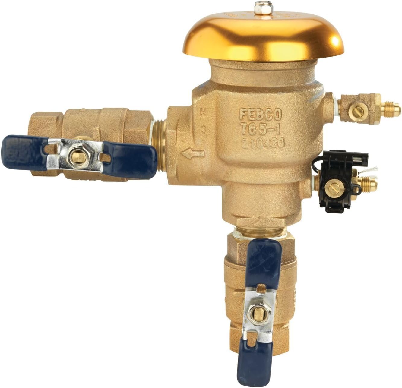 Febco 765 Series 1" Bronze Pressure Vacuum Breaker Backflow Preventer, Quarter Turn Shutoff, NPT Connections, Freeze Sensor with SentryPlus Alert Technology, Industrial Plants, Irrigation System