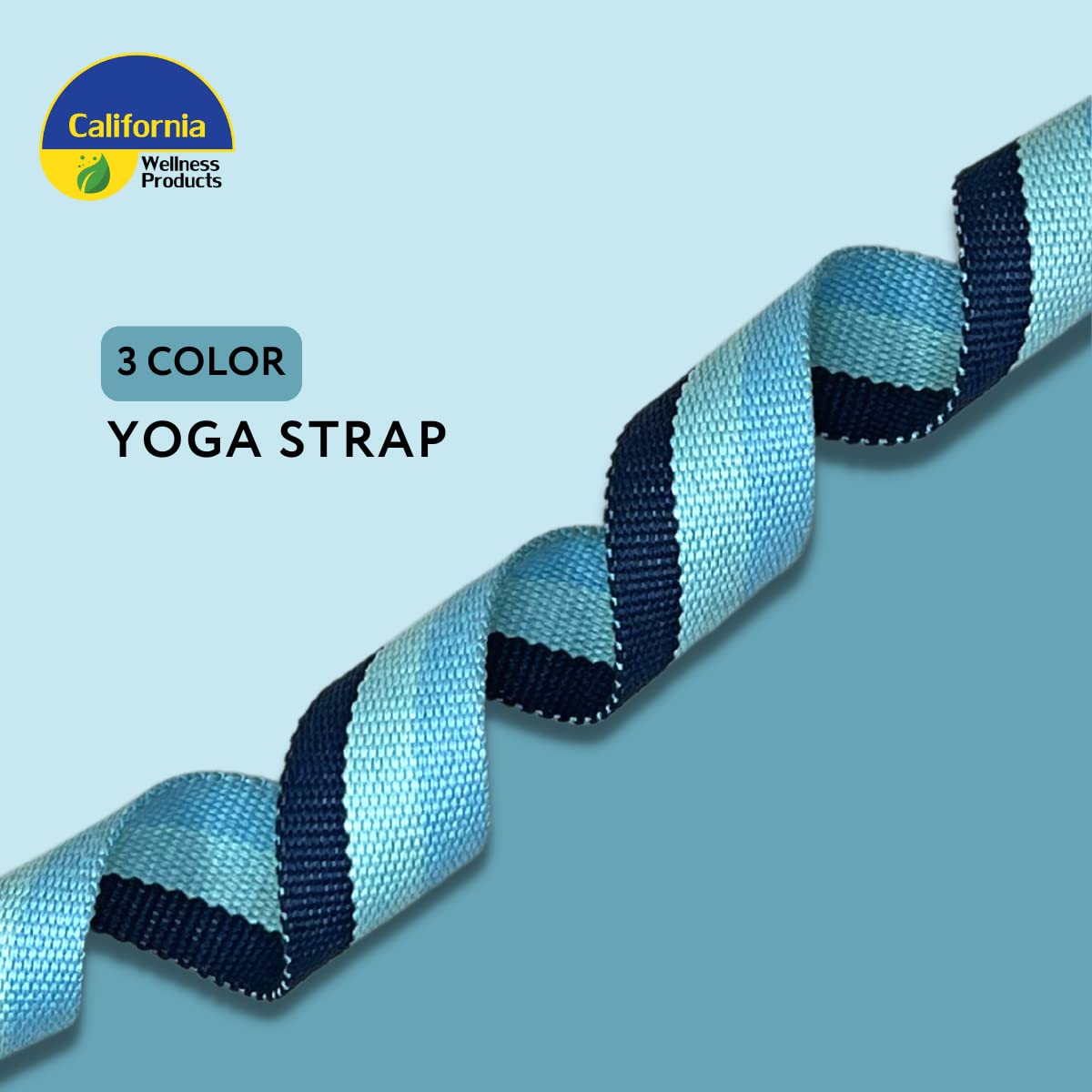 California Yoga Strap | Yoga Belt with Safe Adjustable D-Ring Buckle for Pilates | Stretching Strap | Exercise Bands | Physical Therapy | Improves Sitting Posture | Blue | Pack of 1-10ft