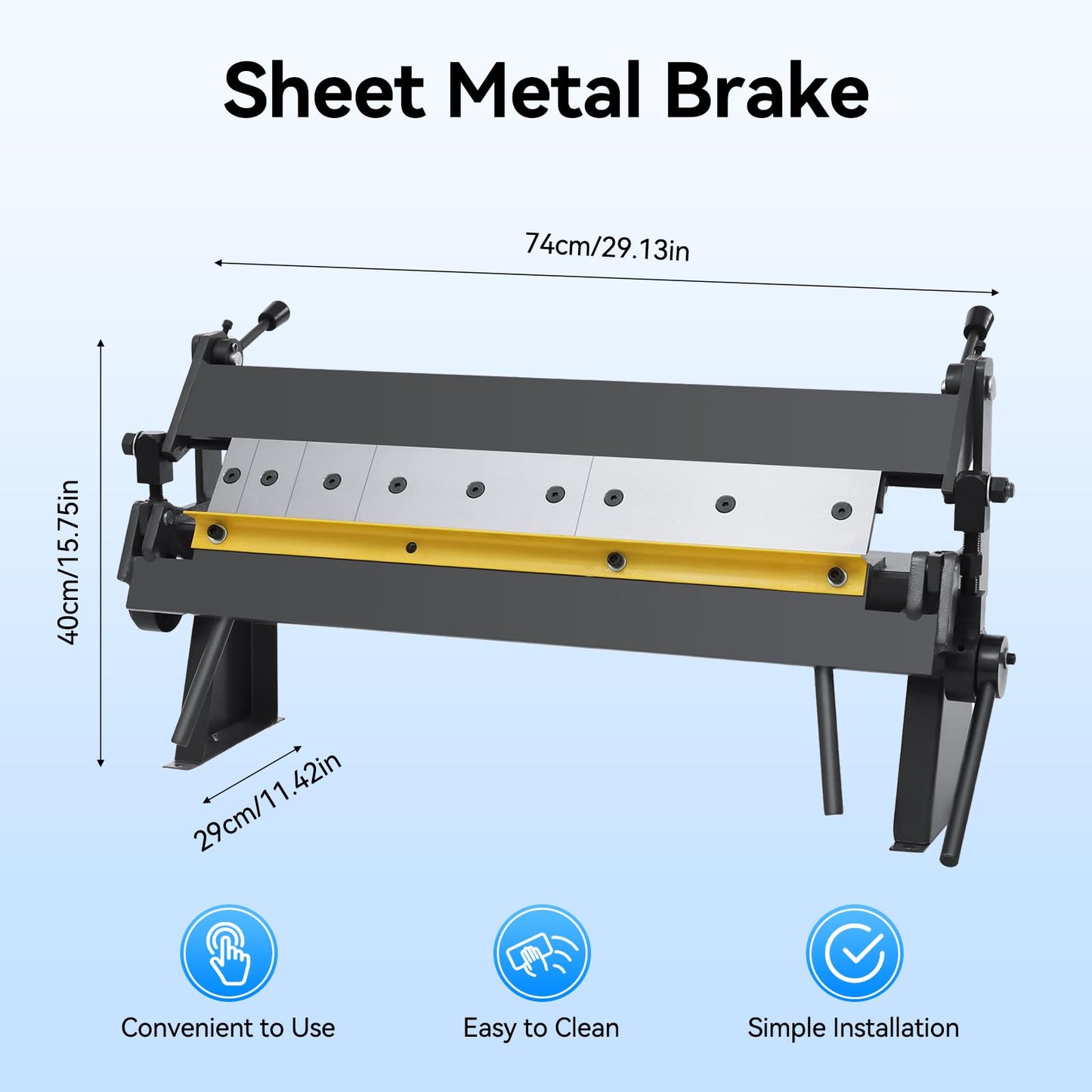 GEYOPMID Sheet Metal Brake, 24" Pan and Box Brake 0-130 Degrees Sheet Metal Brake with 5 Adjustable Fingers Portable Metal Bender with 20 Gauge Low Carbon Steel 14 Gauge Aluminum Capacity