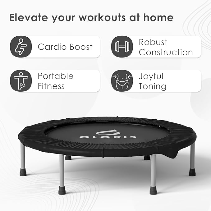 CLORIS 36'' Foldable Mini Trampoline - Max Load 170lbs, Rebounde Trampoline for Adults Indoor/Outdoor Fitness Body Exercise