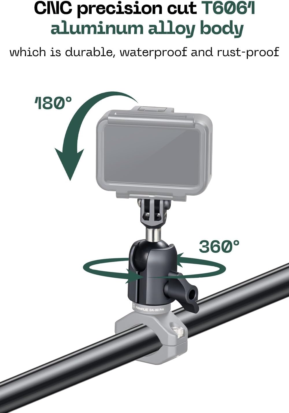 FANAUE 1" Action Camera Universal Ball Adapter with Handlebar Clamp Mount U-Bolt Base,B Size Ball Compatible Gopro Hero