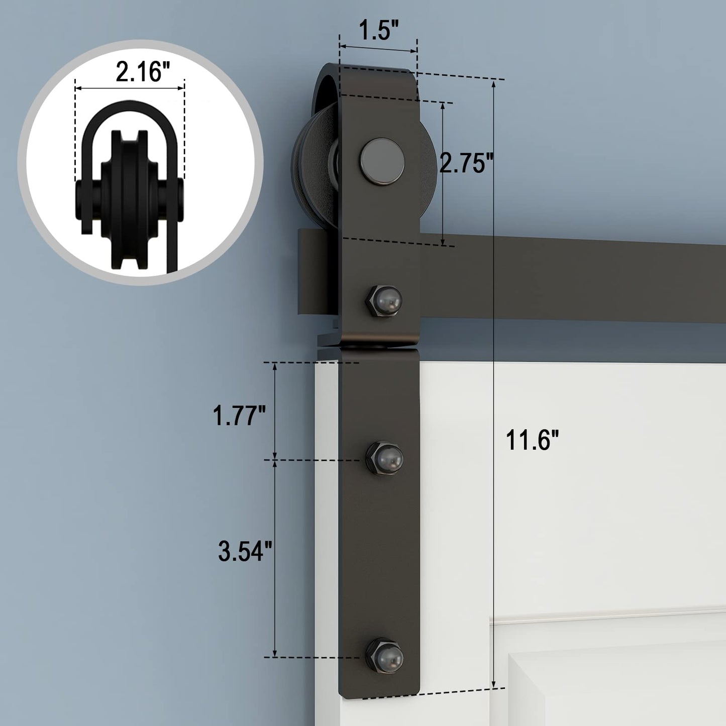 CCJH 5.5FT/68'' Bi-Folding Barn Door Hardware Sliding Track kit Heavy Duty for 4 Doors(No Wood Door，Hardwware Only)