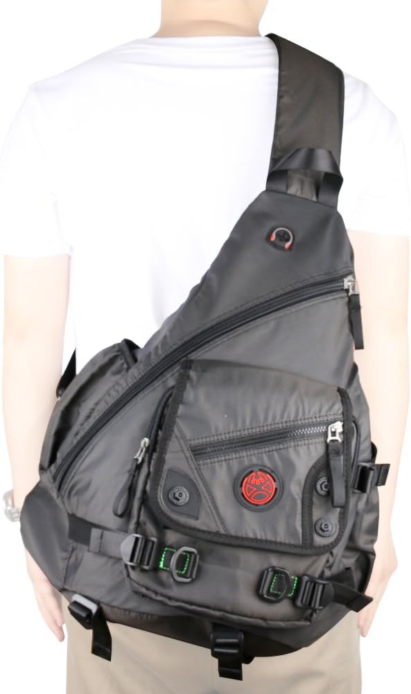 Backpack Large Sling Bag Laptop Cross Body Messenger Bag Shoulder Travel Rucksack (A-Black)