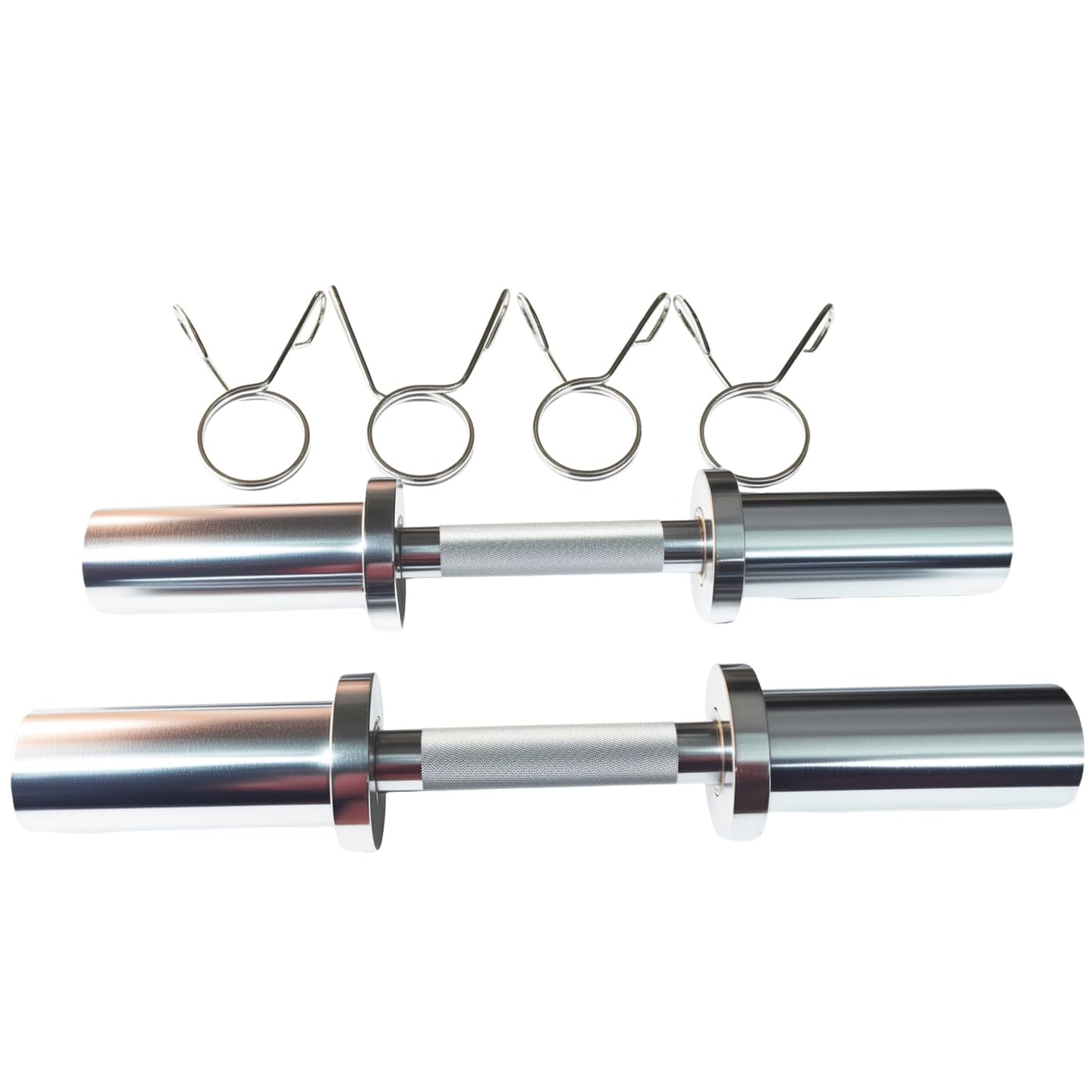 qibylift Olympic Dumbbell Handles Set of 2, Loadable Dumbbell Bars for 2 Inch Weight Plates, 16 Inch Chrome Barbell with 28mm Grip, 200 lb Capacity, Home Gym Strength Training (Chrome)