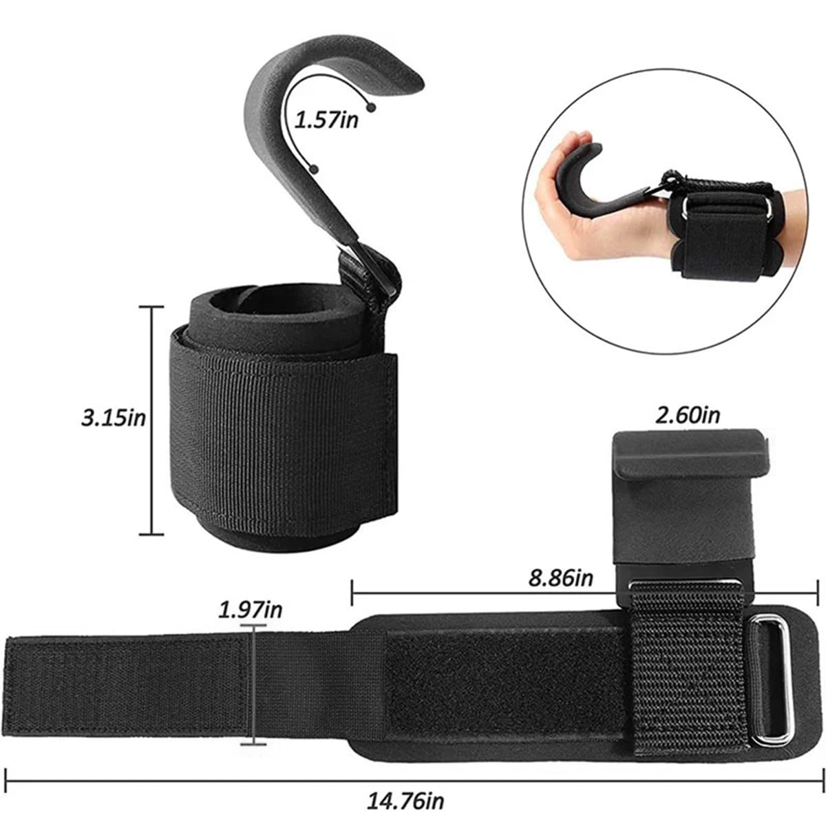 Weight Lifting Hooks Pair Heavy Duty Power Wrist Straps Hand Grip Support For Deadlifts Pull Ups for Men and Women