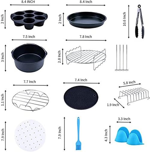 Air Fryer Accessories Set by [Brand Name] - 12-Piece Kit for 5.3Qt+ Air Fryers | Nonstick, Dishwasher Safe