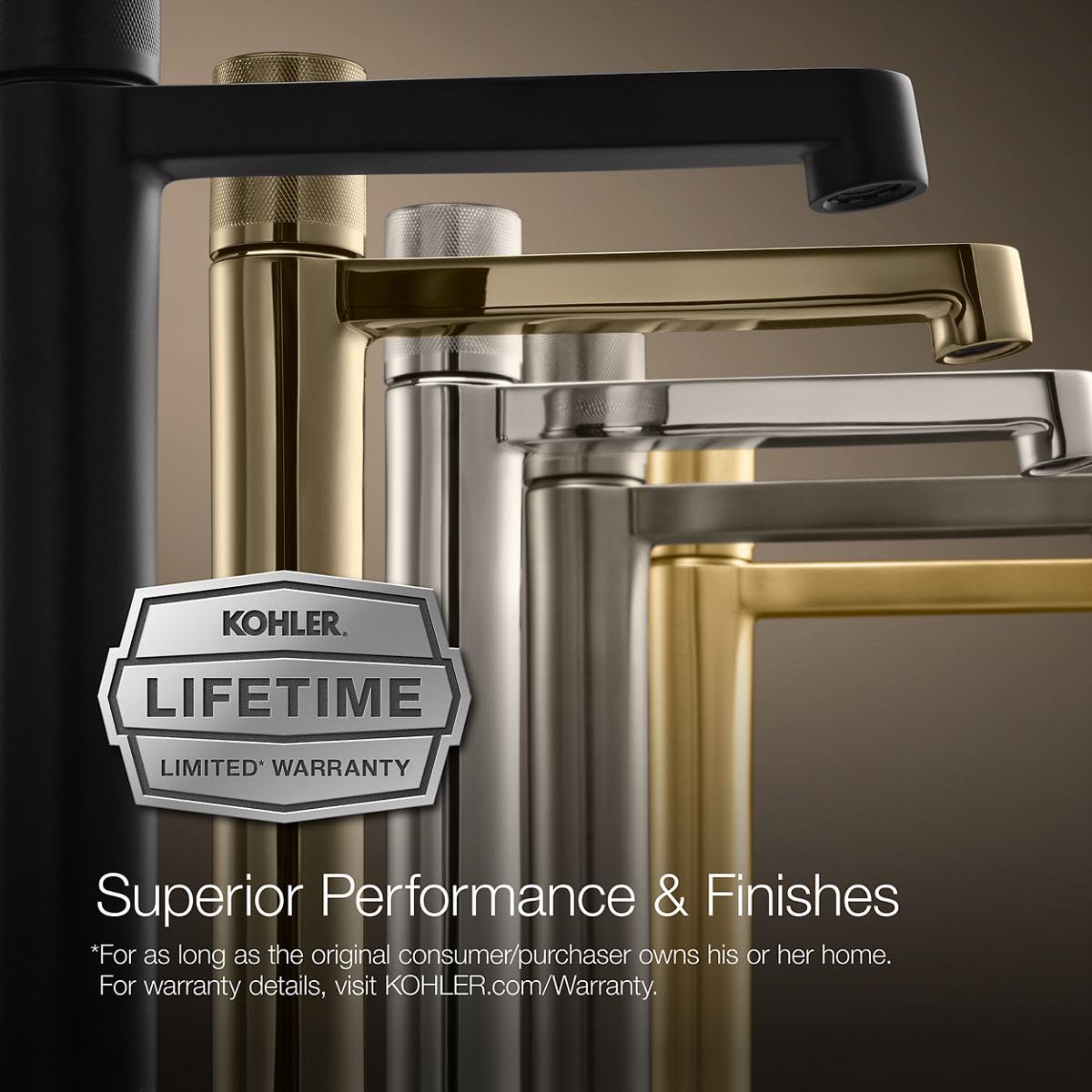 Kohler T27424-4-BMB Tone™ Floor-Mount Bath Filler Trim with handshower, Matte Black with Brushed Moderne Brass
