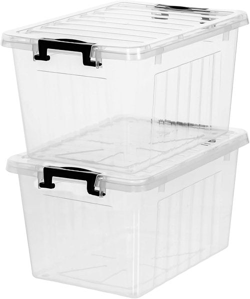 Citylife 22 QT Clear Plastic Storage Bins - Stackable & Nestable Containers with Lids | 2-Pack for Garage, Closet, Kitchen
