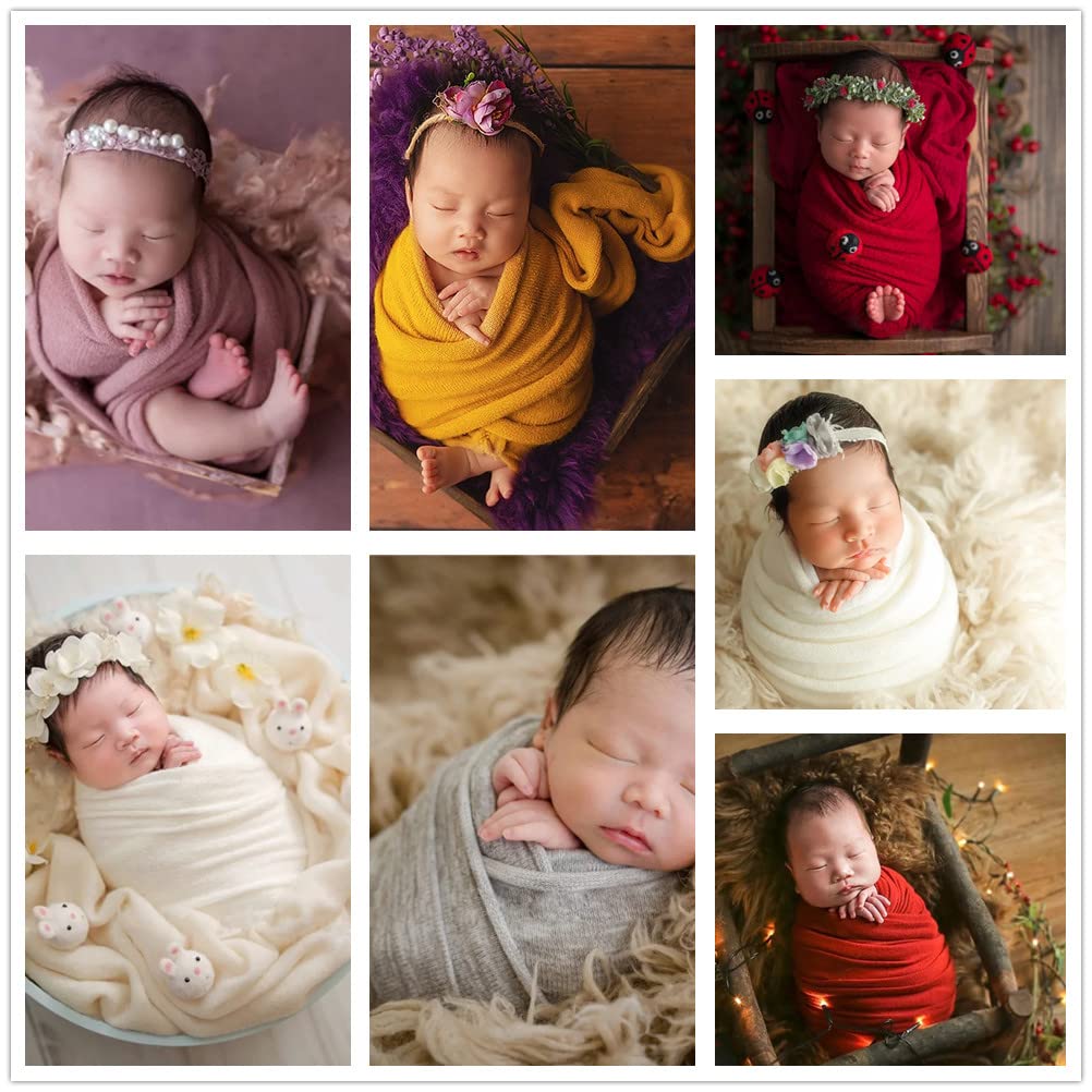 Zeroest Newborn Photography Wrap - Newborn Photoshoot Props for Boys & Girls - Stretch Knit Blanket for Baby Photo Prop
