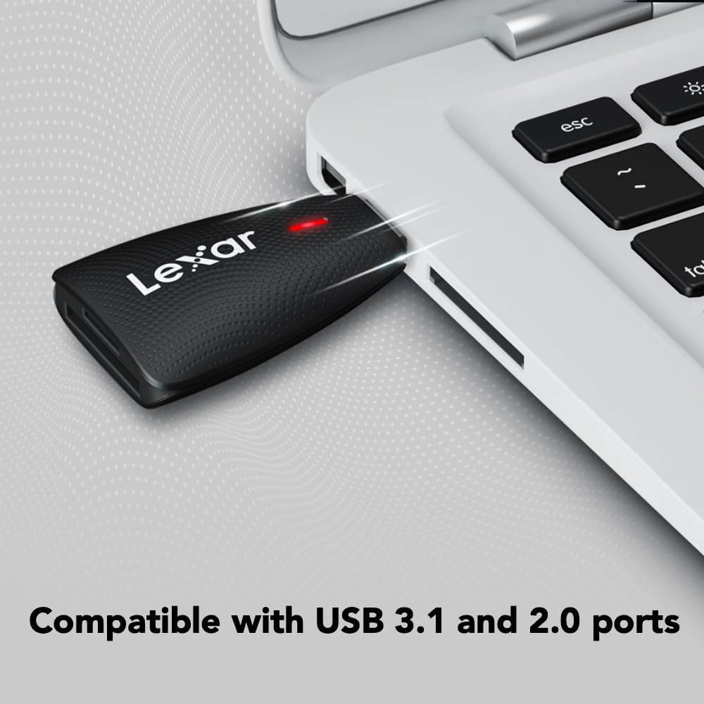 Lexar 2-in-1 3.1 (LRW450UBNA) Multi-Card USB Reader, Works with SD and microSD Cards