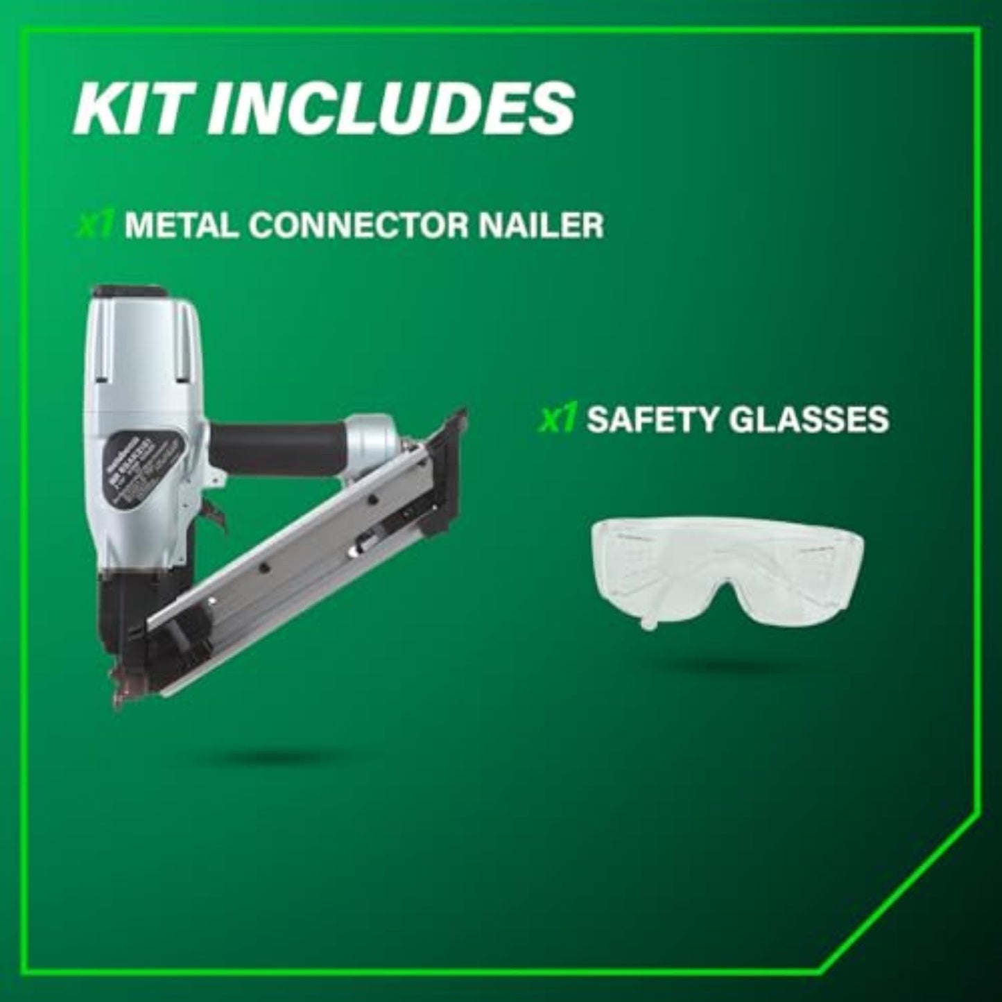 Metabo HPT Strap-Tite Metal Connector Nailer, Pro-Preferred Pneumatic Power Nailers, Connector Tool for Pre-Punched Connectors, 36° Short Magazine, 1-1/2″ to 2-1/2″, NR65AK2S