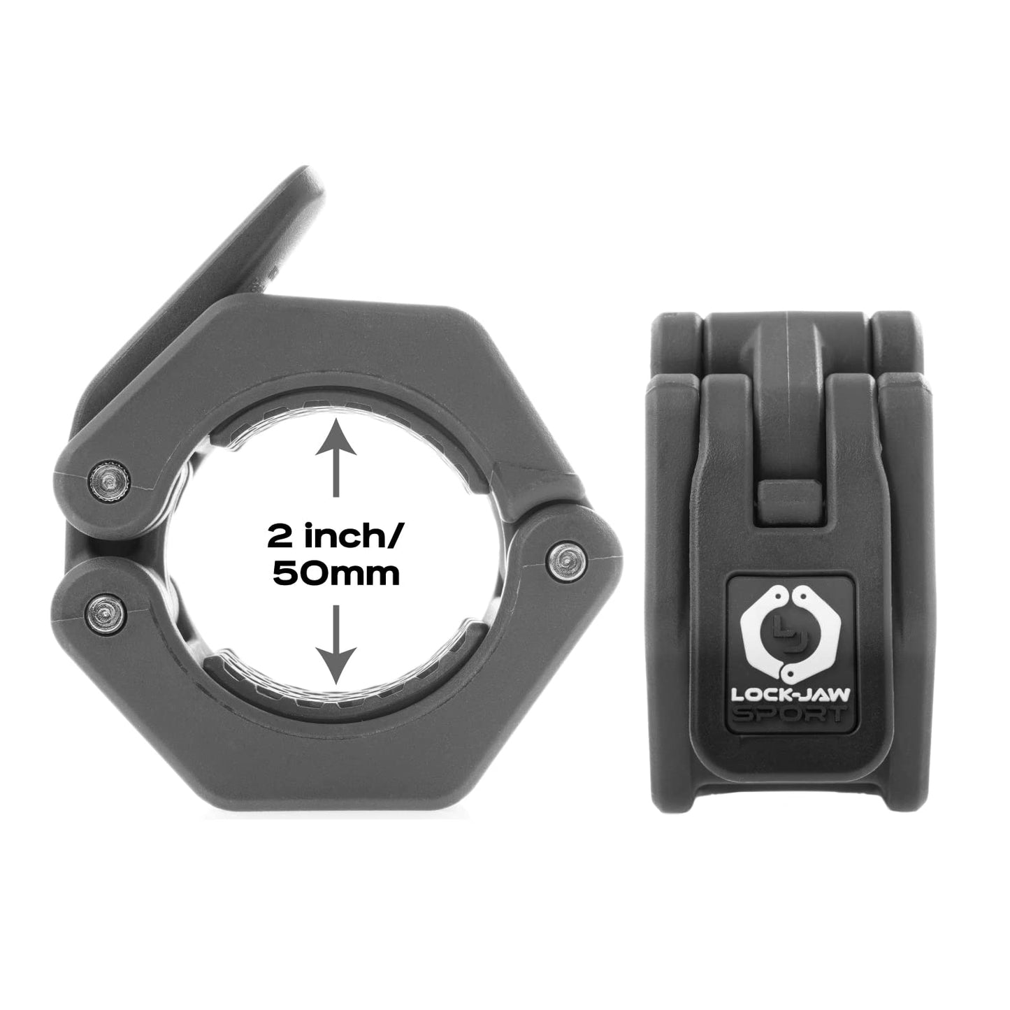 Lock-Jaw Barbell Collars Sport Olympic Barbell Clamps 2 Pcs – Heavy Duty Bar Clamps for 2” & 50mm Olympic Bars – Secure Weight Bar Clamps for Strength Training & Home Gym Accessories – Black