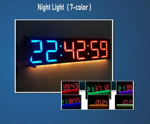 Boyiit 26'' Extra Large Home Gym Timer Clock, Programable Workout Interval Timer, Digital Wall Clock, with 7-Color Night Light, 8 Alarm Clocks, Calendar/Temperature, Countdown & Stopwatch (White)