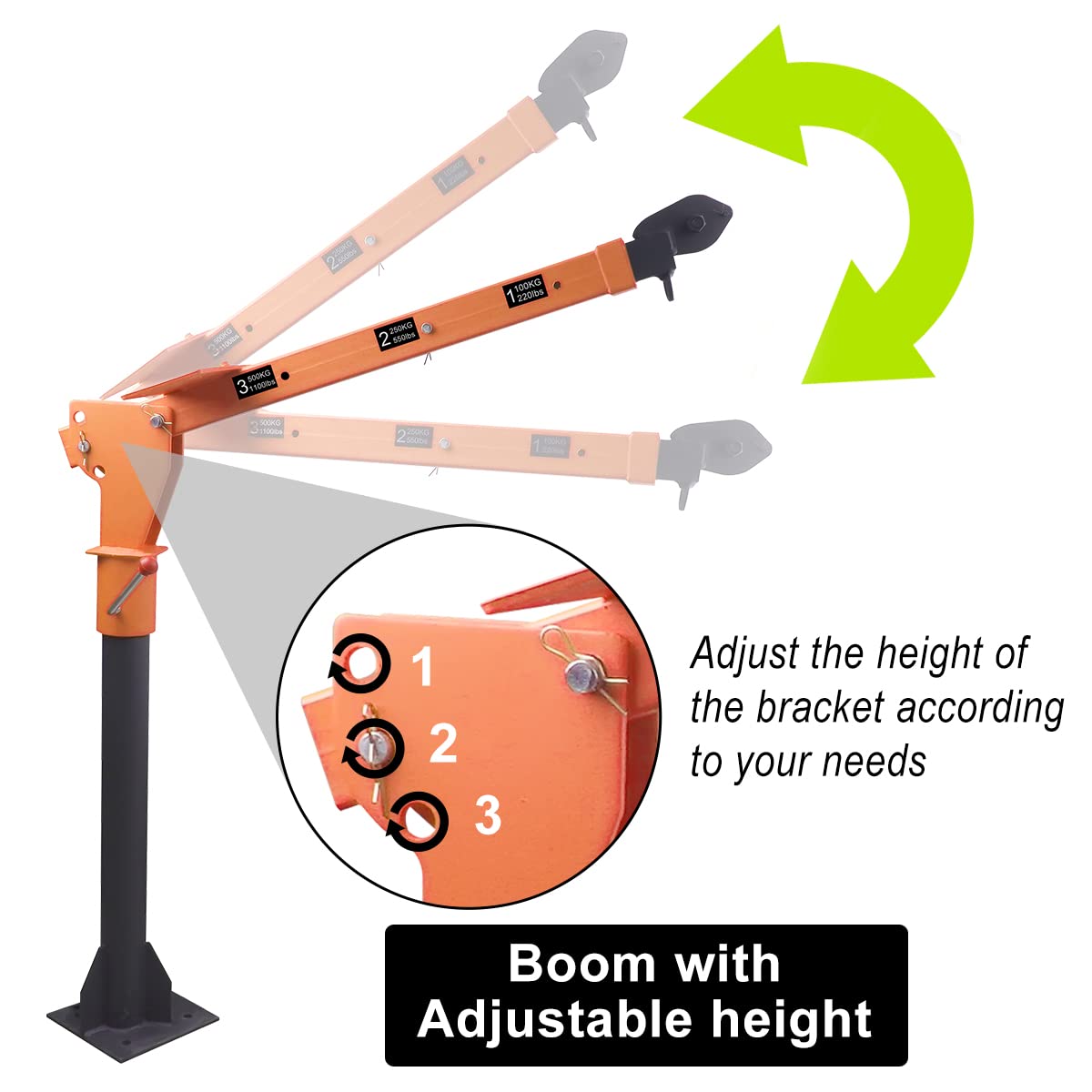 ROCK-HULK 2200lb Folding Truck-Mounted Bed Crane - 5000lb Winch, Painted Steel Jib Hoist Lift for Pickups, 12V Electric/Hand Operated, Ideal for Farm, Construction, and DIY Loading