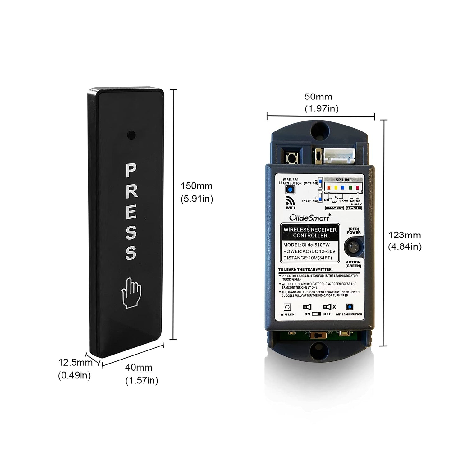 Olideauto Smart WiFi APP Control Automatic Door Opener,WiFi Built in Receiver Olide-510FW,Compatible for Alexa,Google Assistant Voice Control Auto Door with Wireless Push Panels