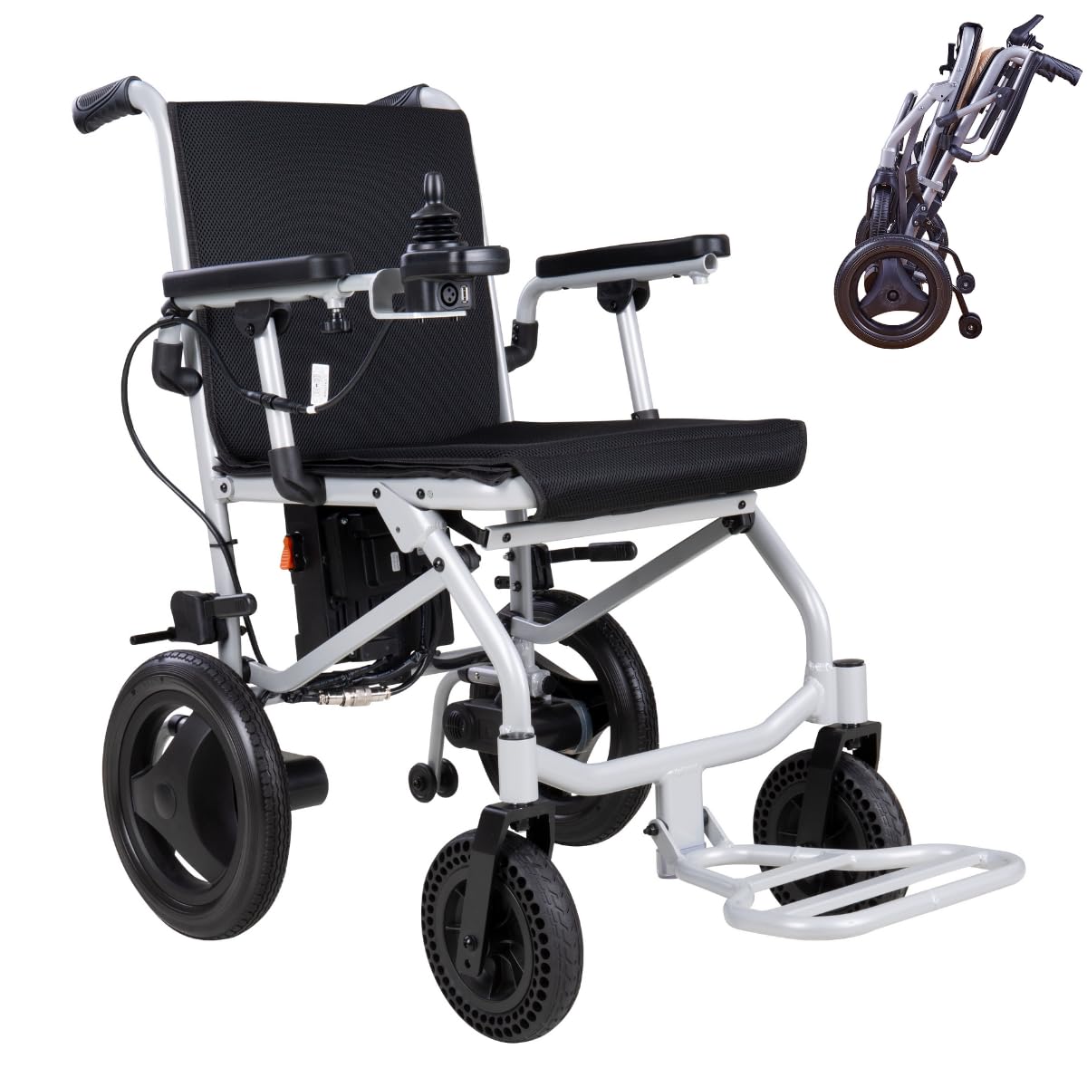 Rubicon DX04 World’s Lightest 30 lbs Foldable Electric Wheelchair – Portable Travel Power Chair – Airline Approved – Compact Lightweight Mobility Chair for Adults – 10 Mile Range (Model4)