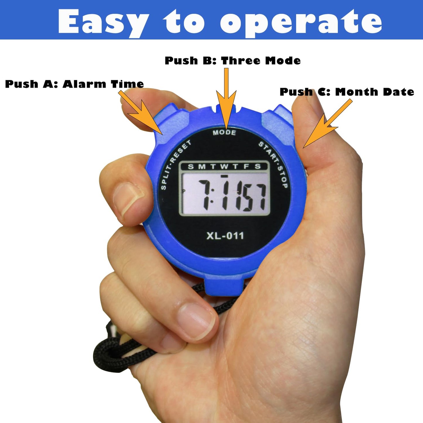 6-Pack Multi-Function Electronic Digital Sport Stopwatch Timer, Large Display with Date Time and Alarm Function, Sports Coaches Fitness Coaches and Referees (Blue)