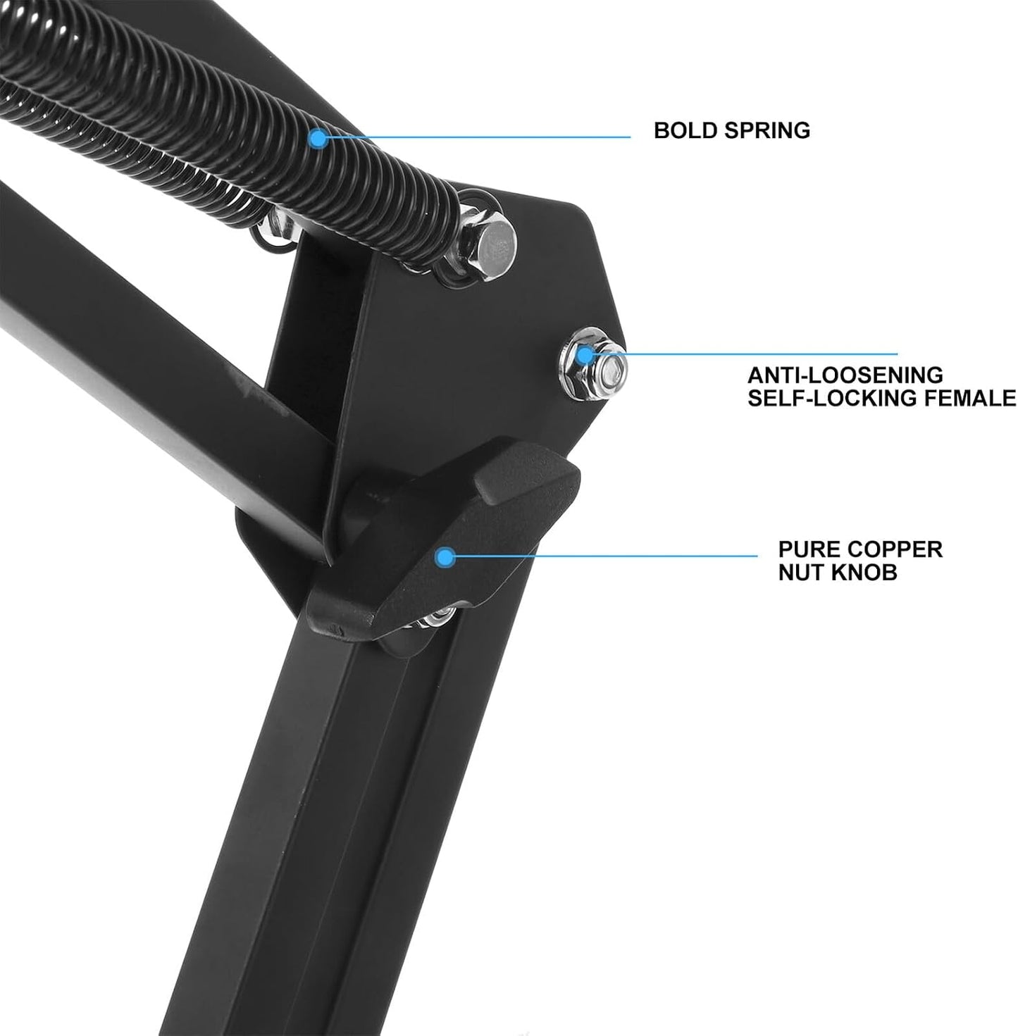 Cabilock 1/4 Inch Metal Webcam Clamp Stand with Adjustable Scissor Arm, Desktop Camera Holder with Screw, Black