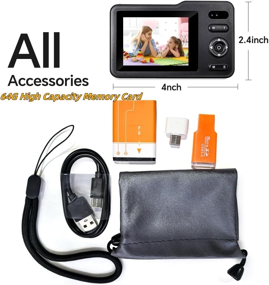 KSO.JLOKN Dummy 64GB FHD1080P 16x Digital Camera, Camera for Kids with Card Zoom Anti Shake Exquisite Compact