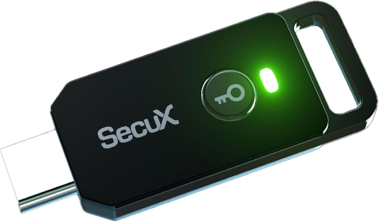 SecuX FIDO2/U2F 2FA PUFido USB-C Security Key with PUF Technology, Certified, Hardware-Rooted Unclonable Security