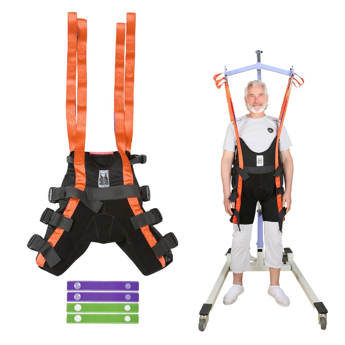 EHUCONELDEX Patient Lift Walking Sling with 4-Way Stretch Fabric,Lift Sling for Standing Support & Mobility Assistance, Padded Patient Transfer Sling for Elderly & Rehabilitation Use(Black, Small)