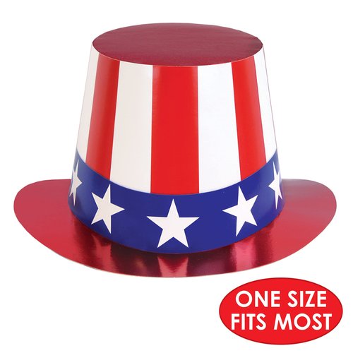Beistle 66617-25 25-Pack Foil Patriotic Hi-Hats, Red/White/Blue