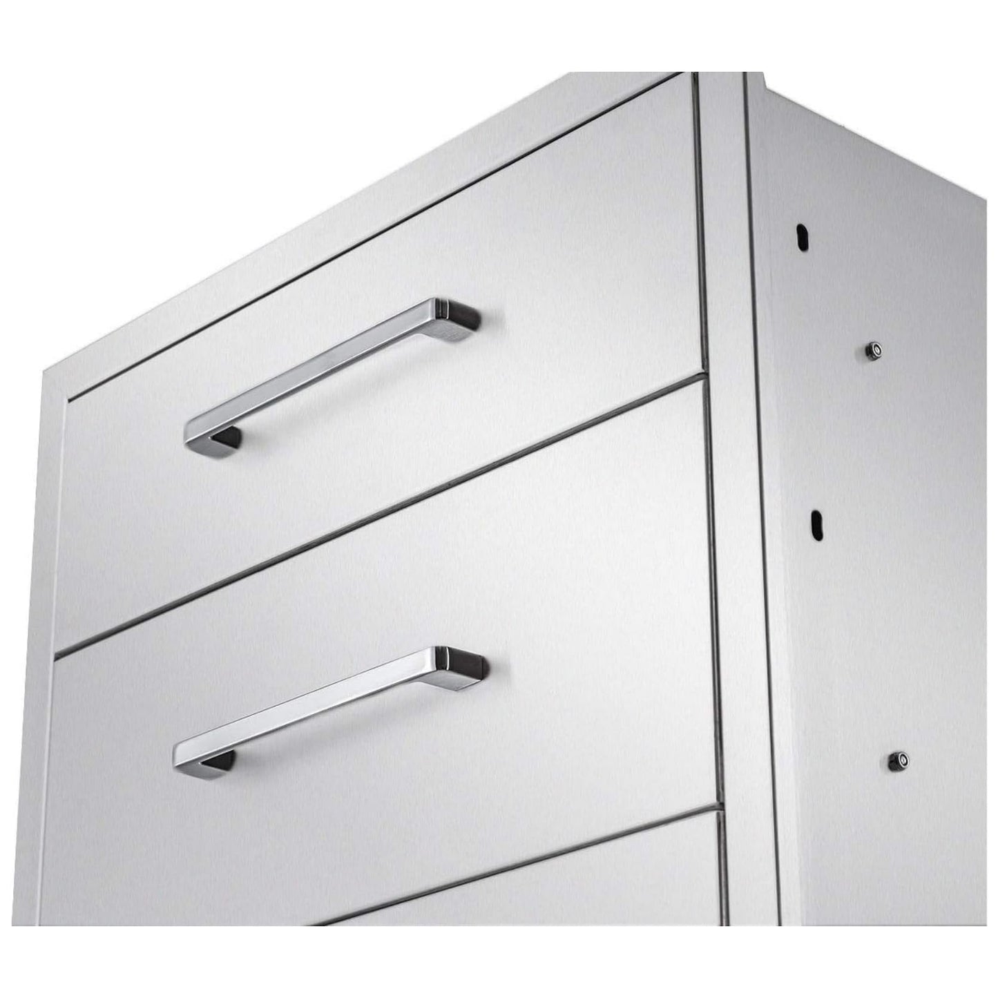 ZHAIUPON Outdoor Kitchen Drawers, 20" W27"H23"D Stainless Steel Triple BBQ Drawers, Grilling Access Drawer with Chrome Handle Enclosed Built-in Flush Mount for Outdoor Kitchen,BBQ Island