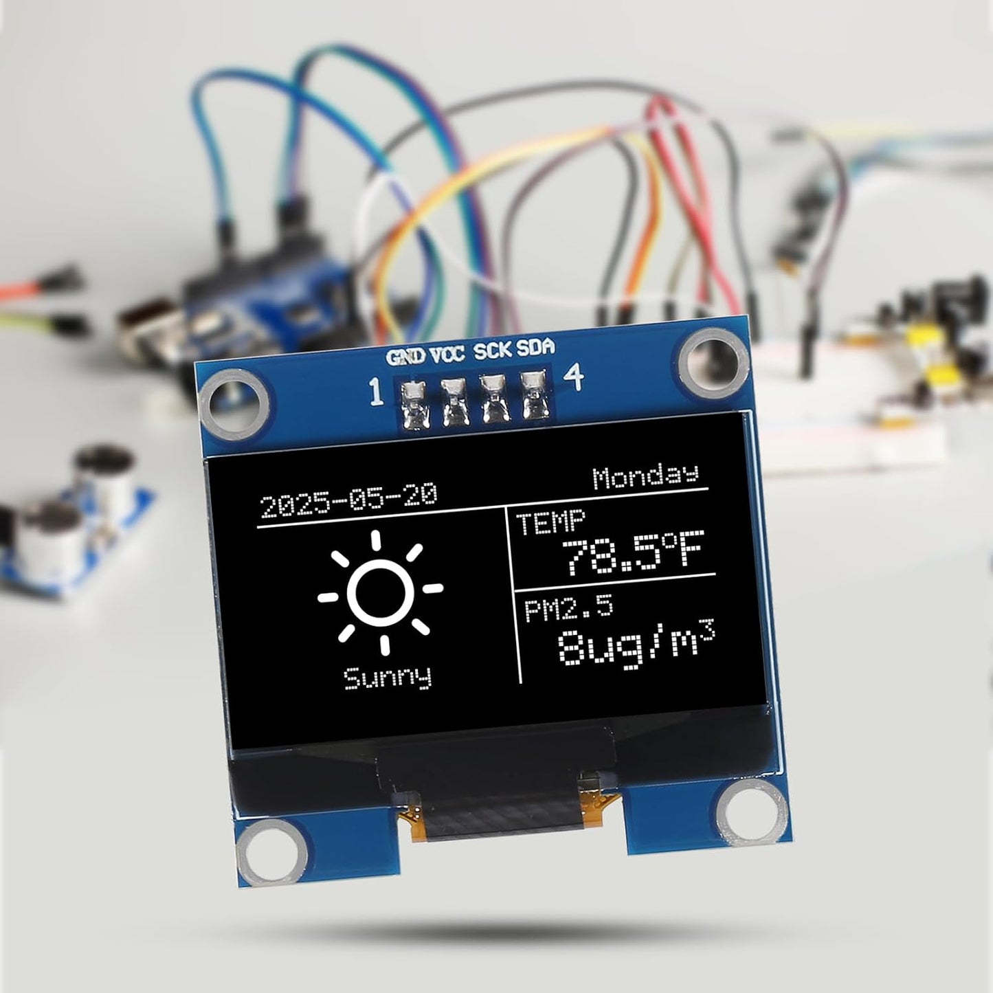 AITRIP 3PCS 1.3 Inch I2C 128x64 SH1106 IIC OLED Display Module Pixel Screen Module with Breadboard Jumper Wires M/F M/M