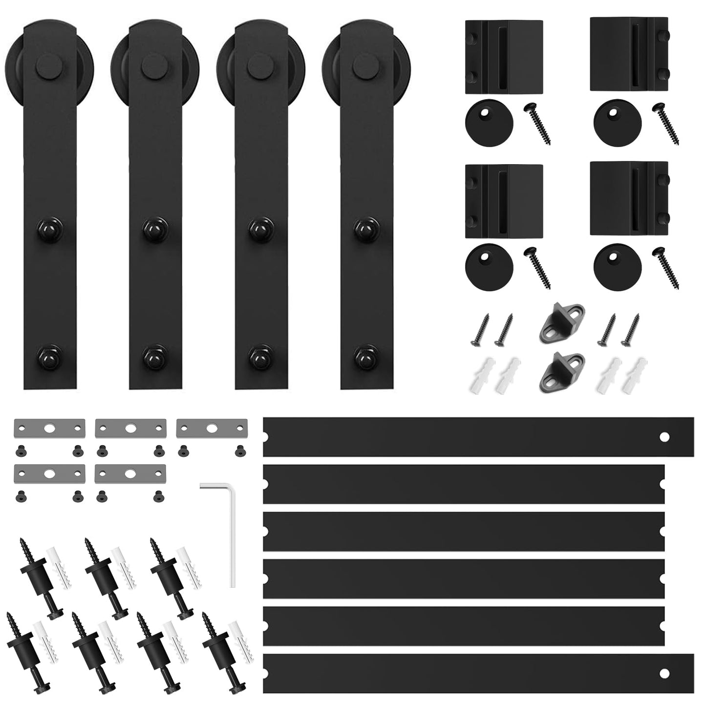 SMARTSTANDARD 8.2 FT Double Barn Door Hardware Kit - Heavy Duty, Smooth and Quiet Sliding Operation - Easy to Install with Step-by-Step Installation Instruction - Fits 24" Wide Door Panels