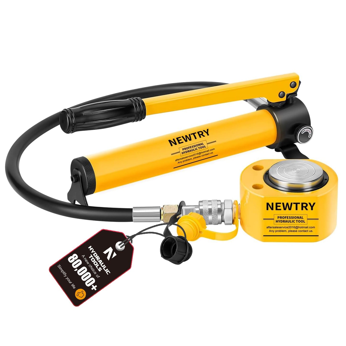 NEWTRY 20T Low Profile Hydraulic Jack Porta Power Kit + CP-180 Manual Hydraulic Hand Pump, Industrial Mini Hydraulic Cylinder, Stroke 0.47”
