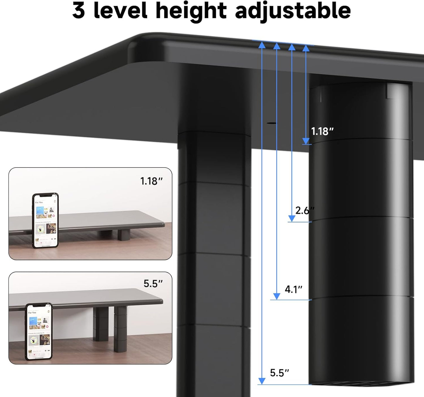 32.28Inch 2 suptek Dual Monitor Stand Riser, Large Monitor Stands for Monitors, Computer Monitor Stand, Wooden Desktop