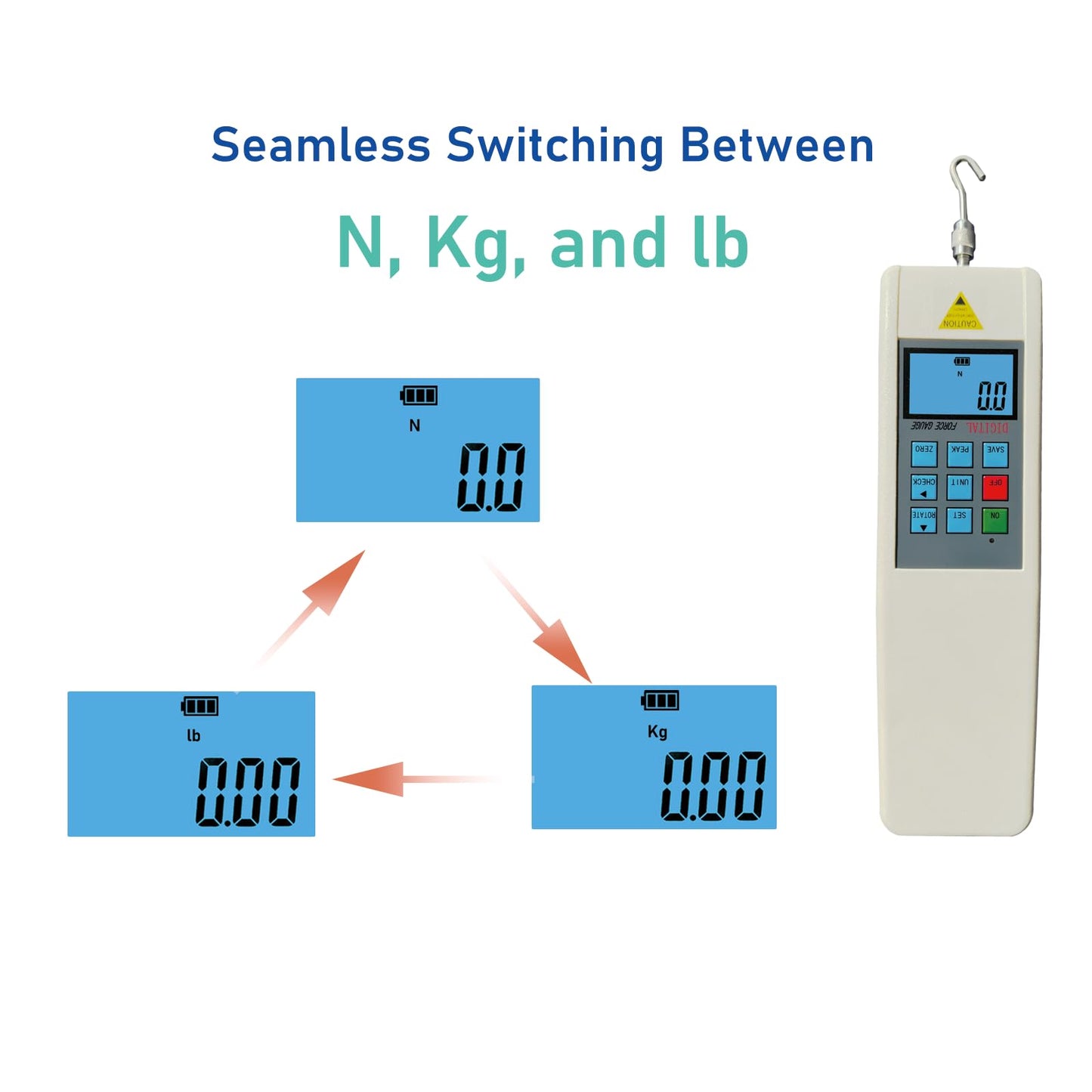 HF-200 Digital Force Gauge Push Pull Gauge Meter 200N with RS232 Cable HF-200N