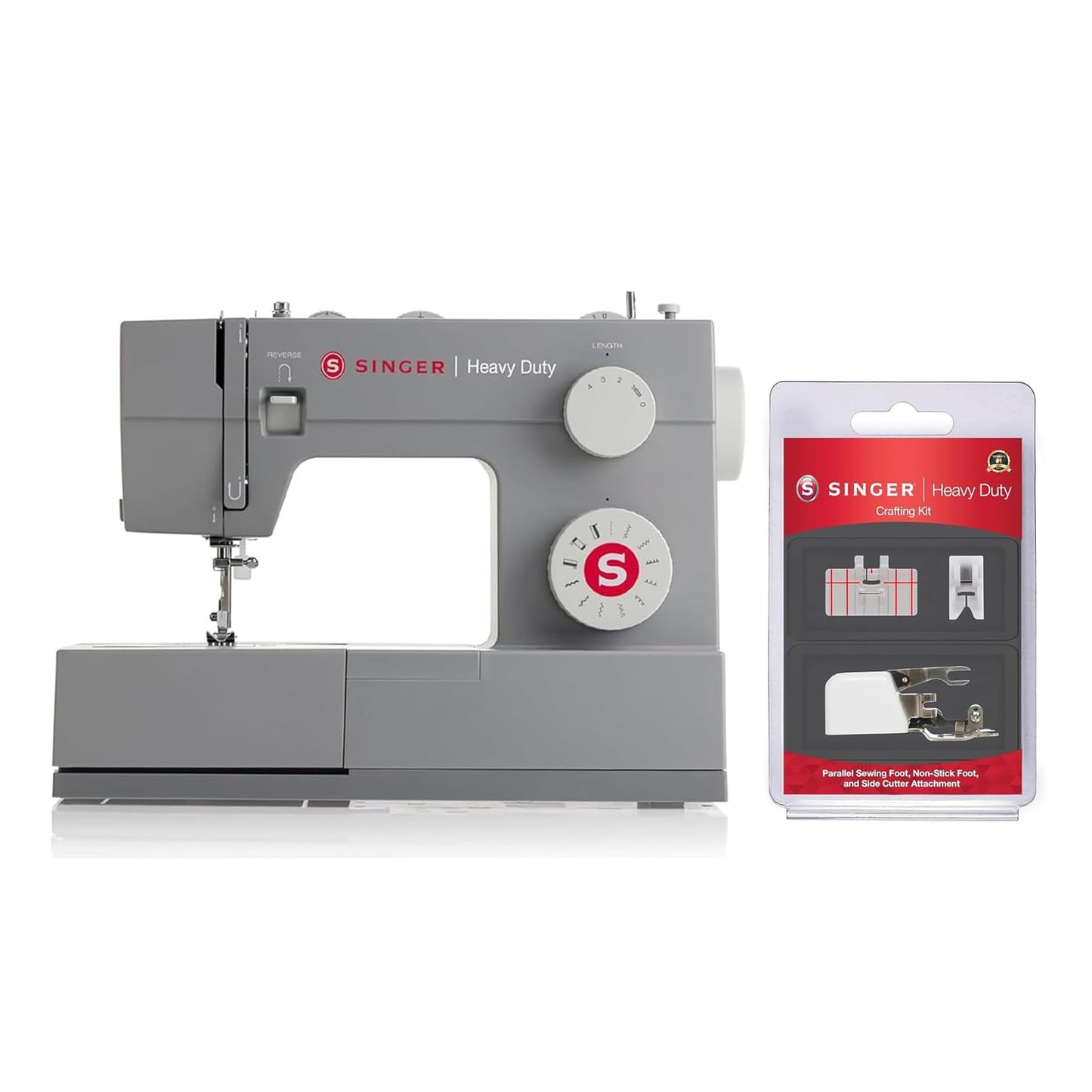 SINGER 4411 Heavy Duty Sewing Machine With Accessory Kit & Foot Pedal - 69 Stitch Applications - Simple & Great For Beginners + SINGER Heavy Duty Presser Feet Kit