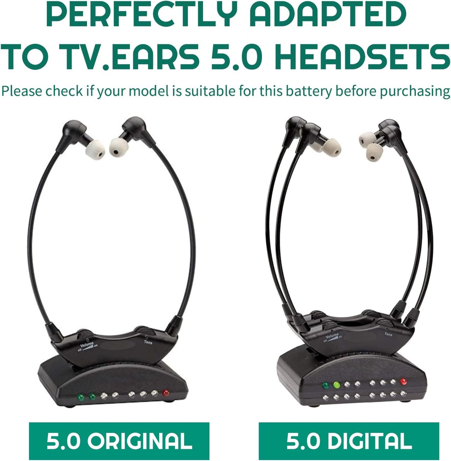 LeeCrynoid 2.4V Headset 5.0 40810, 40810 6+ Runtime(3-Pack) Ni-MH TV Ear Batteries for TV Version Headphone Replacement