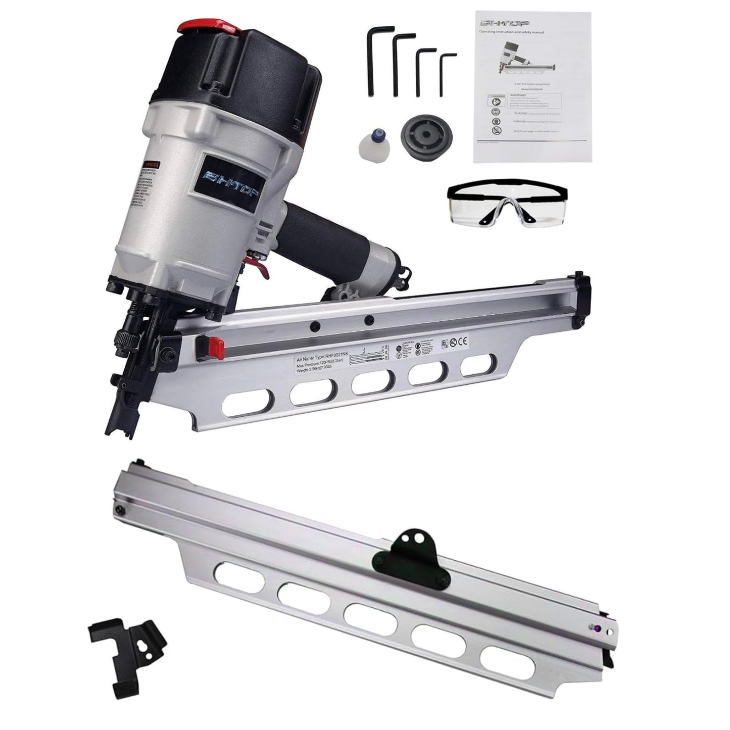 BHTOP 9021NS Framing Nailer 21 Degree 3-1/2" with Depth Adjustment with Aluminum Magazine (#885-827)